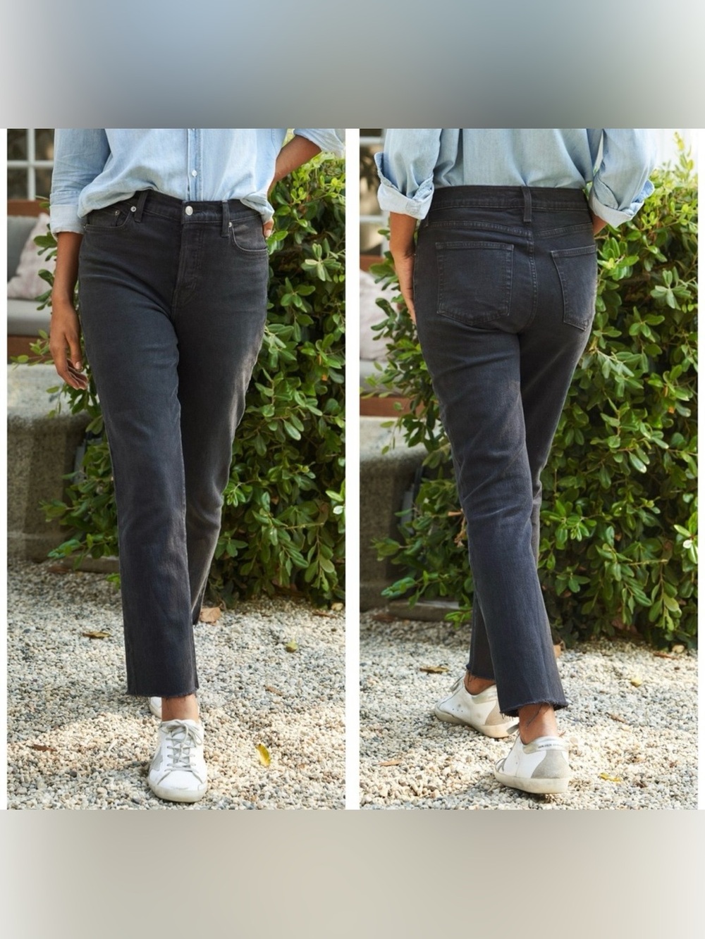 Frank & Eileen Cork Cropped High-Rise Straight Jeans in Worn Black Wash